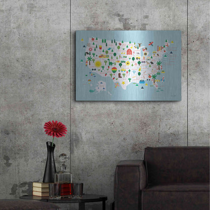 Luxe Metal Art 'Fun USA Map' by Ann Kelle Designs, Metal Wall Art,36x24