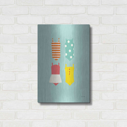 Luxe Metal Art 'Bahting Suits Galore II Blue' by Ann Kelle Designs, Metal Wall Art,16x24