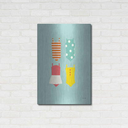 Luxe Metal Art 'Bahting Suits Galore II Blue' by Ann Kelle Designs, Metal Wall Art,24x36