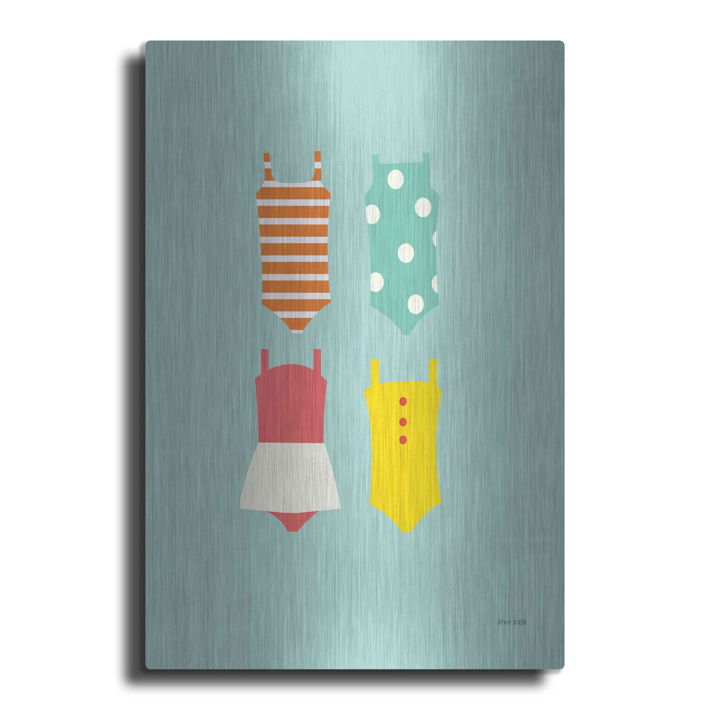 Luxe Metal Art 'Bahting Suits Galore II Blue' by Ann Kelle Designs, Metal Wall Art