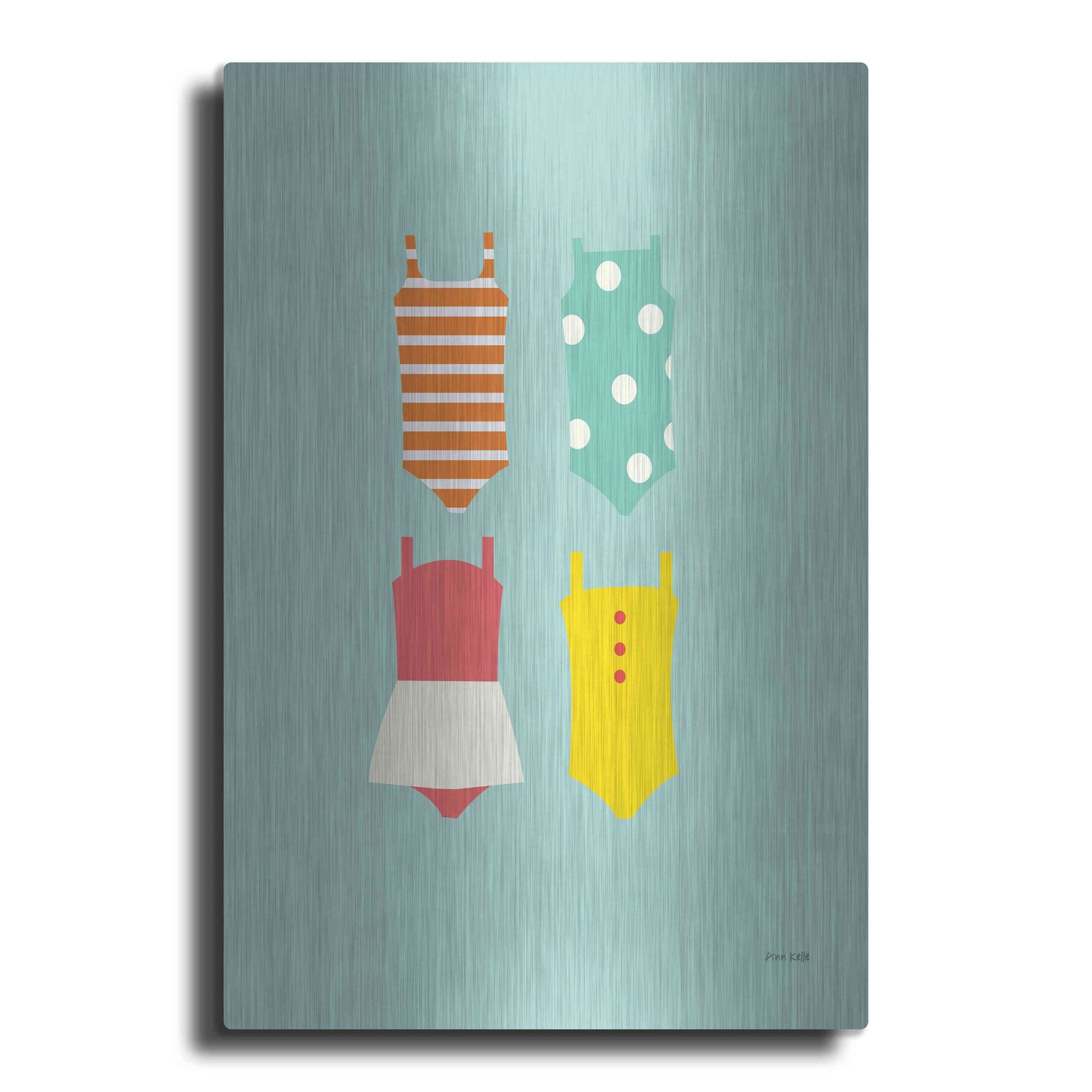 Luxe Metal Art 'Bahting Suits Galore II Blue' by Ann Kelle Designs, Metal Wall Art