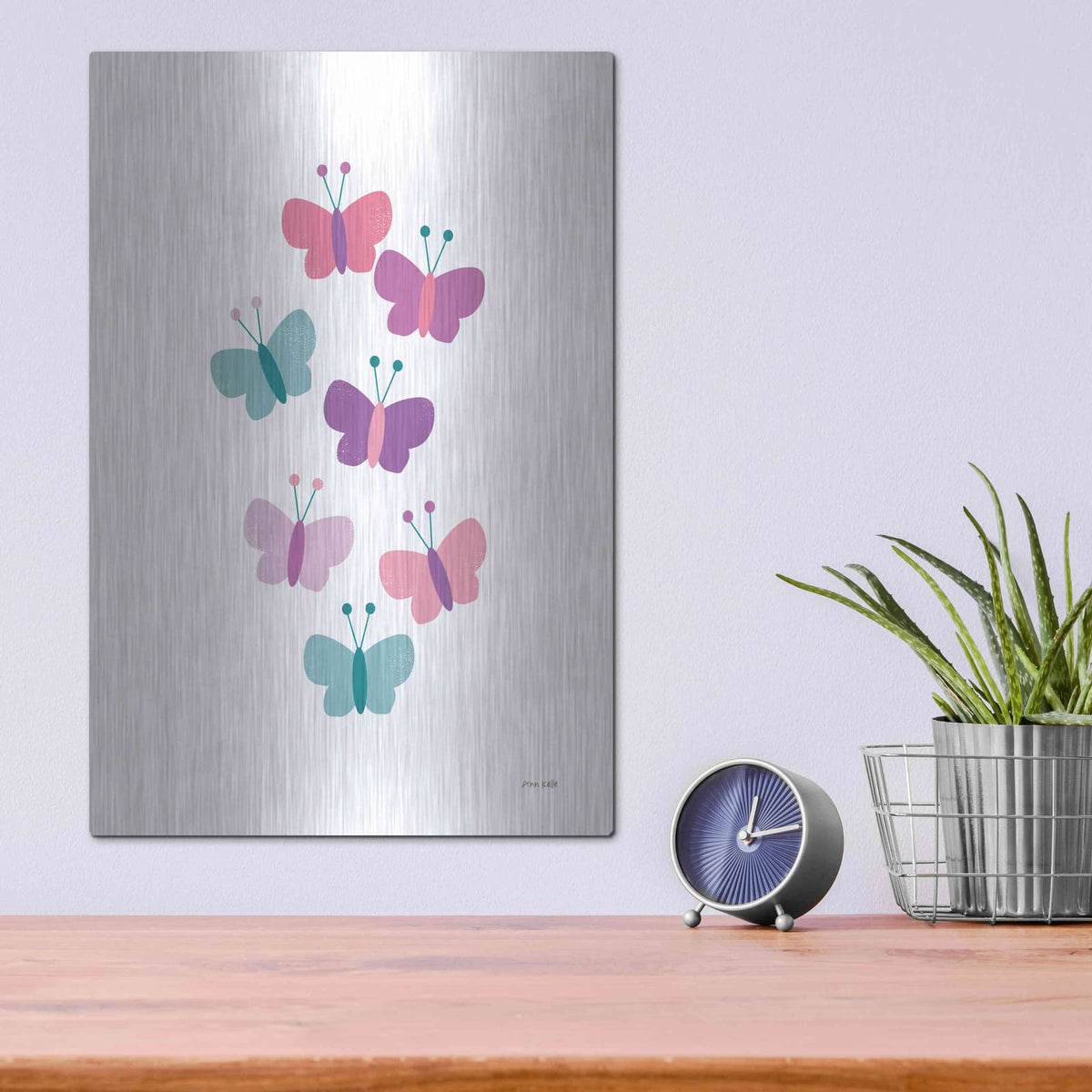 'Butterfly Friends Girly' by Ann Kelle – Metal Wall Art, 12x16 room view