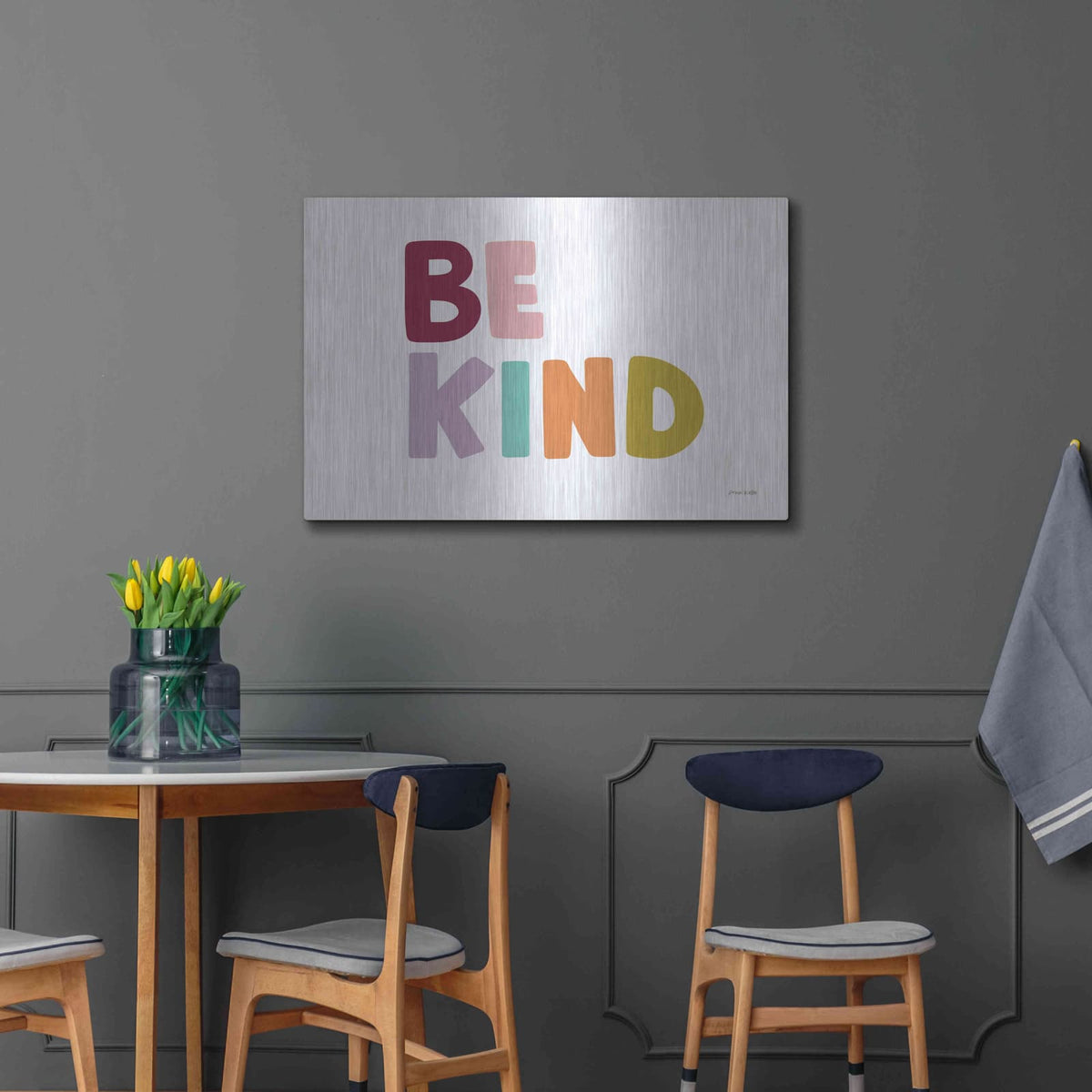 'Be Kind Pastel' by Ann Kelle – Metal Wall Art, 36x24 room view