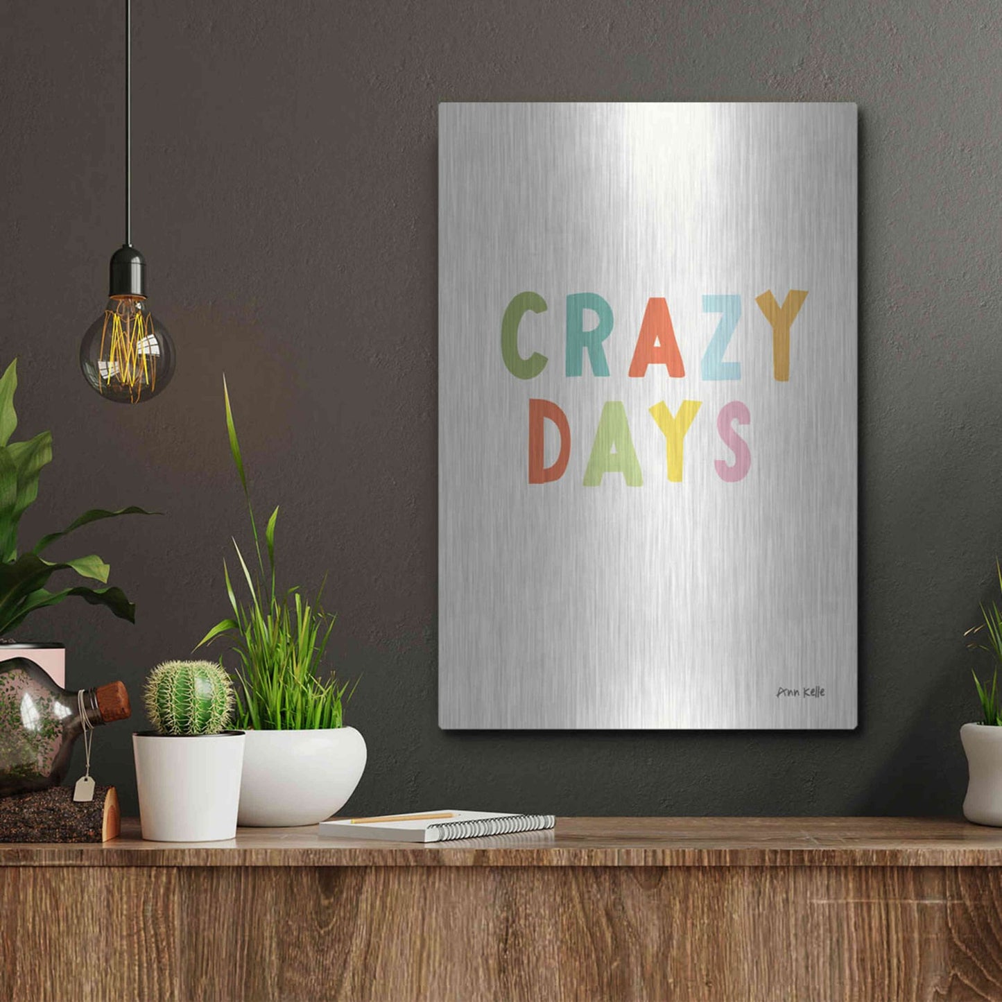 Luxe Metal Art 'Crazy Days' by Ann Kelle Designs, Metal Wall Art,12x16