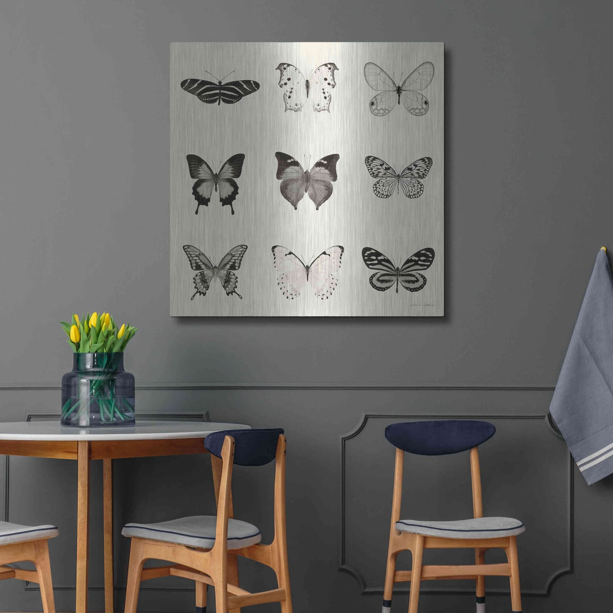 'Butterfly BW 9 Patch' by Debra Van Swearingen – Metal Wall Art, 36x36 room view