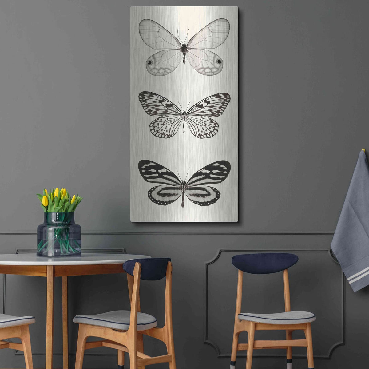 'Butterfly BW Panel II' by Debra Van Swearingen – Metal Wall Art, 24x48 room view