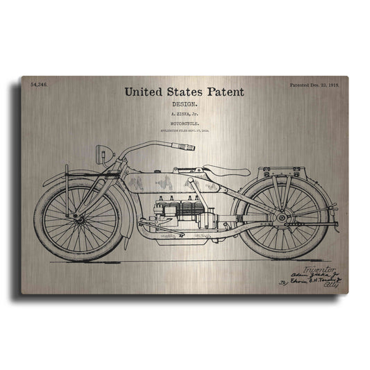 Luxe Metal Art 'Vintage Motorcycle Patent Blueprint', Metal Wall Art