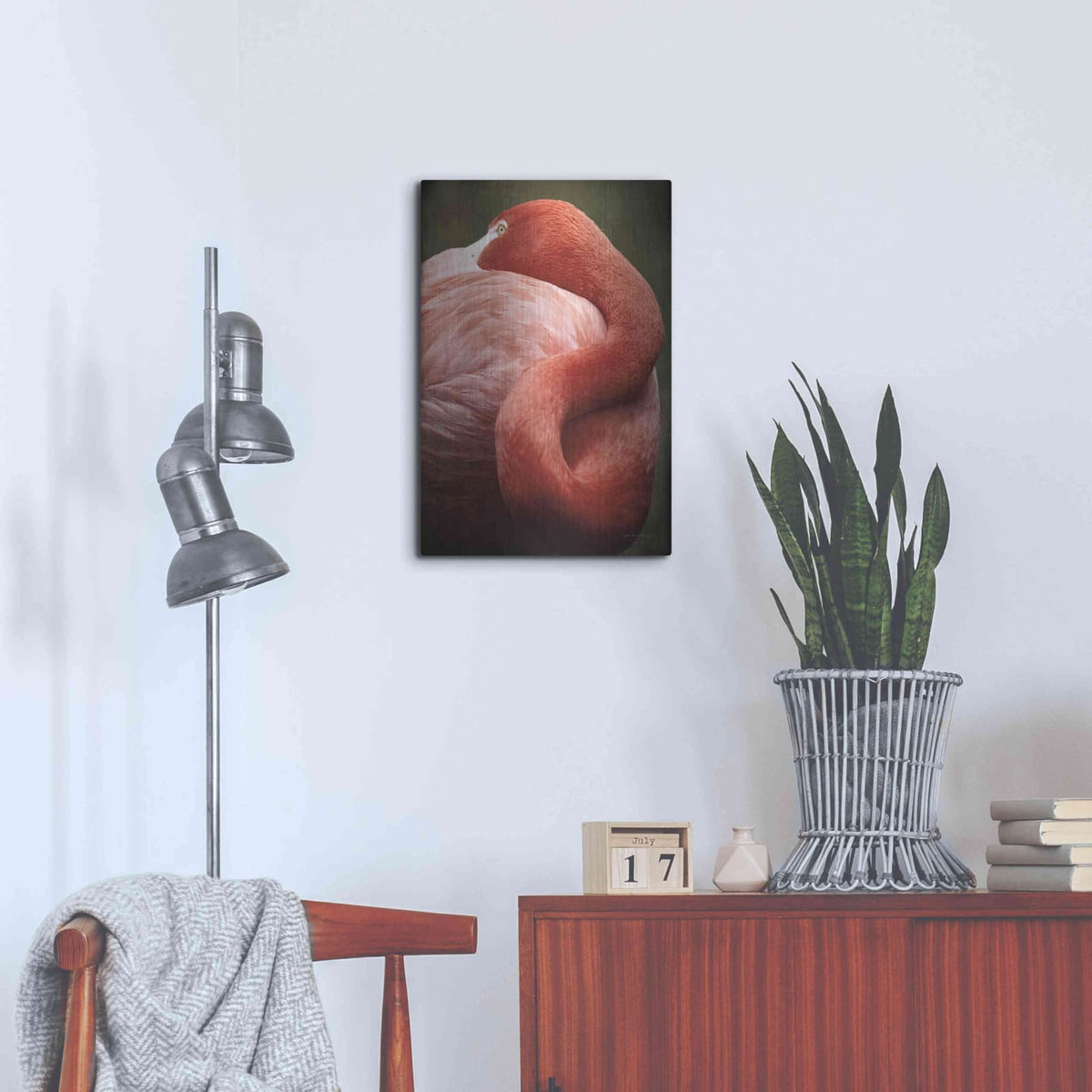 'Caribbean Flamingo I' by Debra Van Swearingen – Metal Wall Art, 16x24 room view