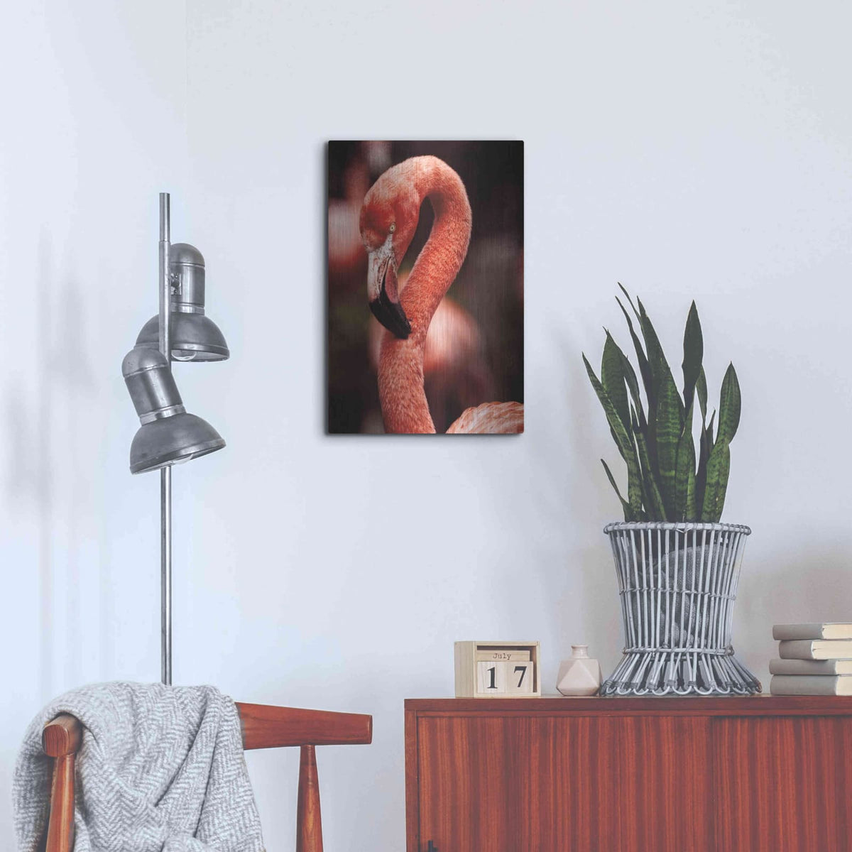 'Caribbean Flamingo II' by Debra Van Swearingen – Metal Wall Art, 16x24 room view