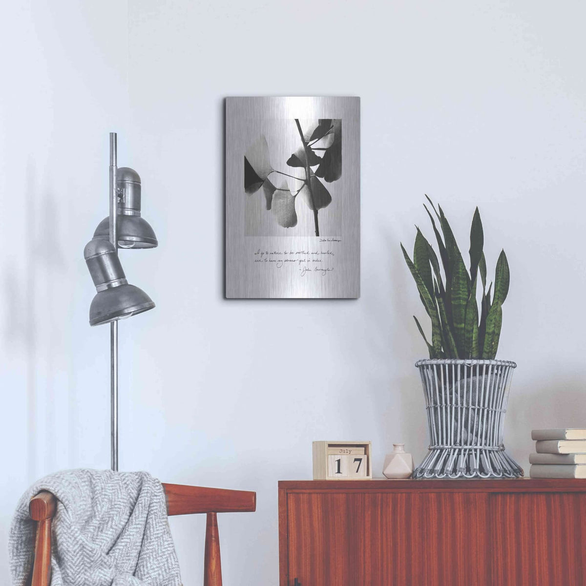 'Delicate Ginkgo v2' by Debra Van Swearingen – Metal Wall Art, 16x24 room view