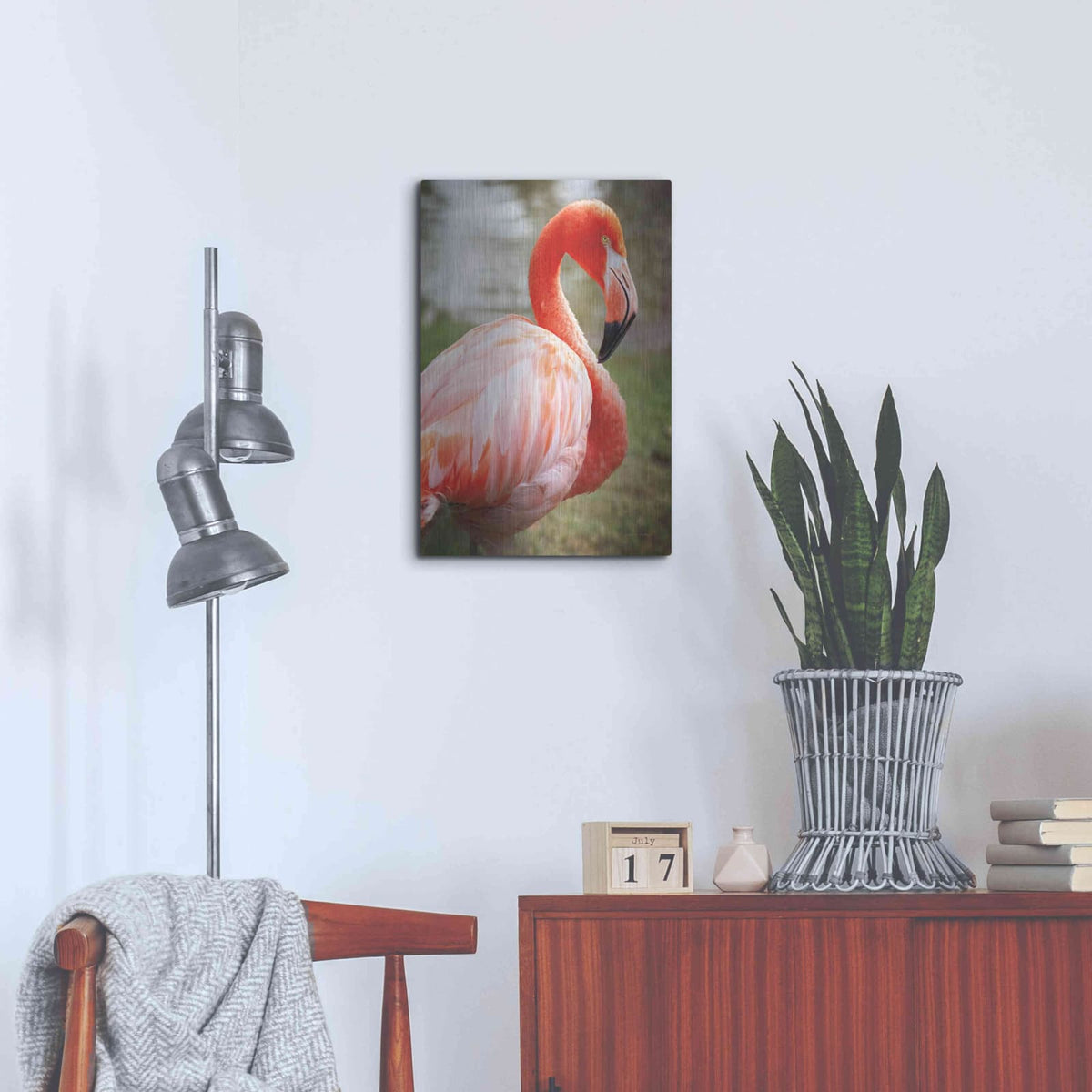 'Flamingo I' by Debra Van Swearingen – Metal Wall Art, 16x24 room view