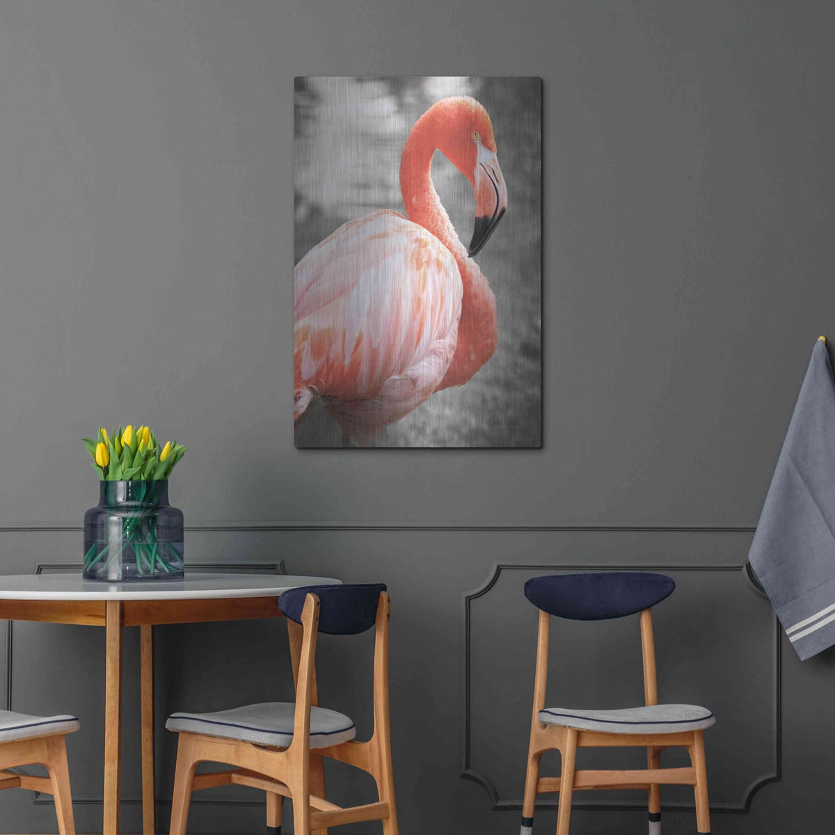 'Flamingo I on BW' by Debra Van Swearingen – Metal Wall Art, 24x36 room view