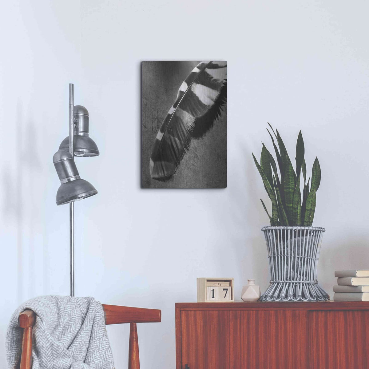 'Feather Shadow II' by Debra Van Swearingen – Metal Wall Art, 16x24 room view