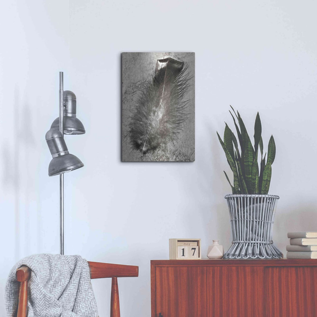 'Feather Shadow IV' by Debra Van Swearingen – Metal Wall Art, 16x24 room view