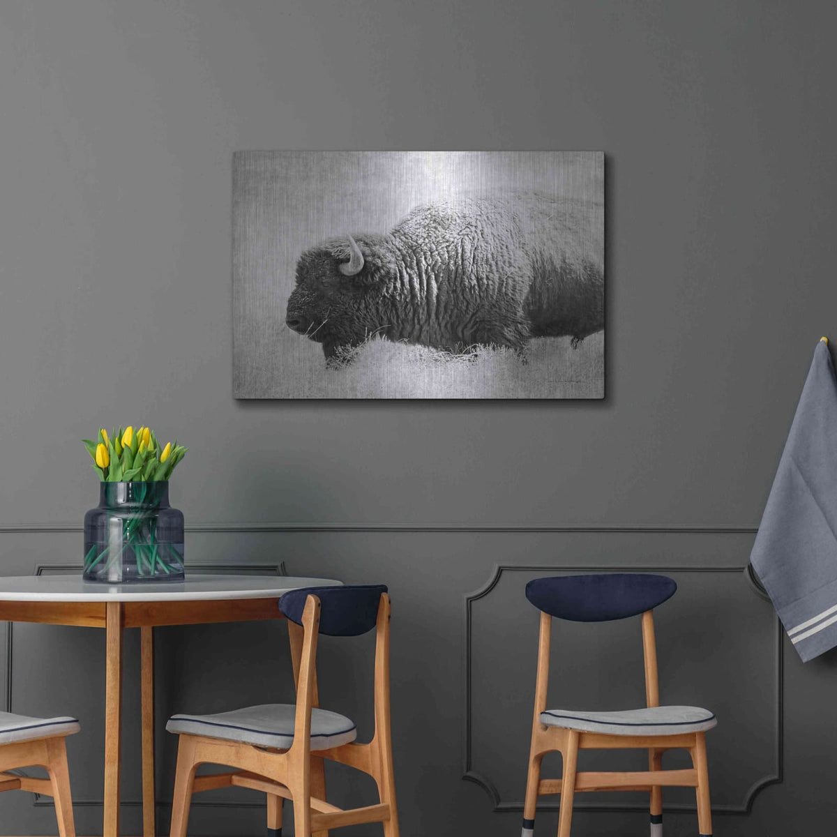 'Buffalo II BW' by Debra Van Swearingen – Metal Wall Art, 36x24 room view