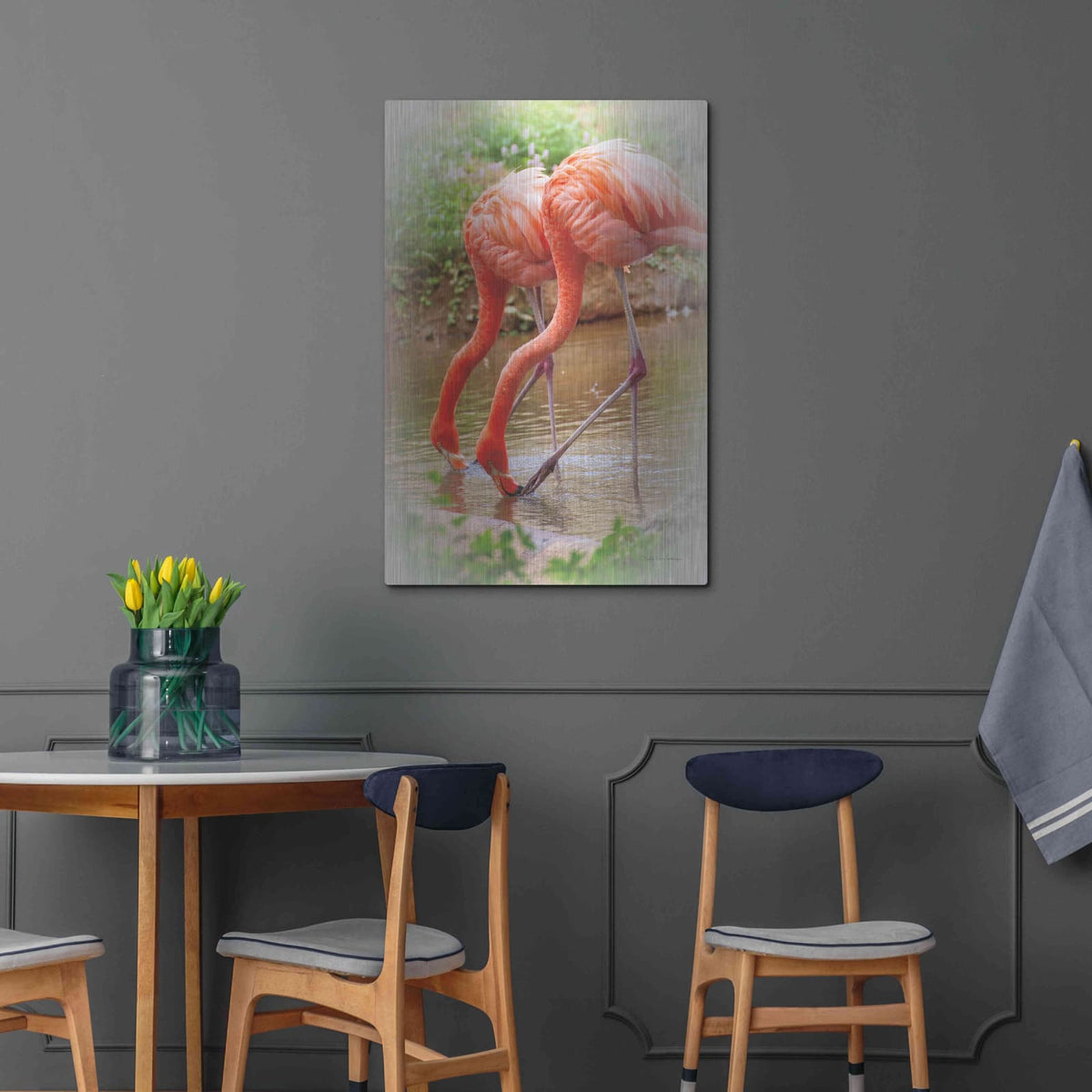 'Two Flamingos' by Debra Van Swearingen – Metal Wall Art, 24x36 room view
