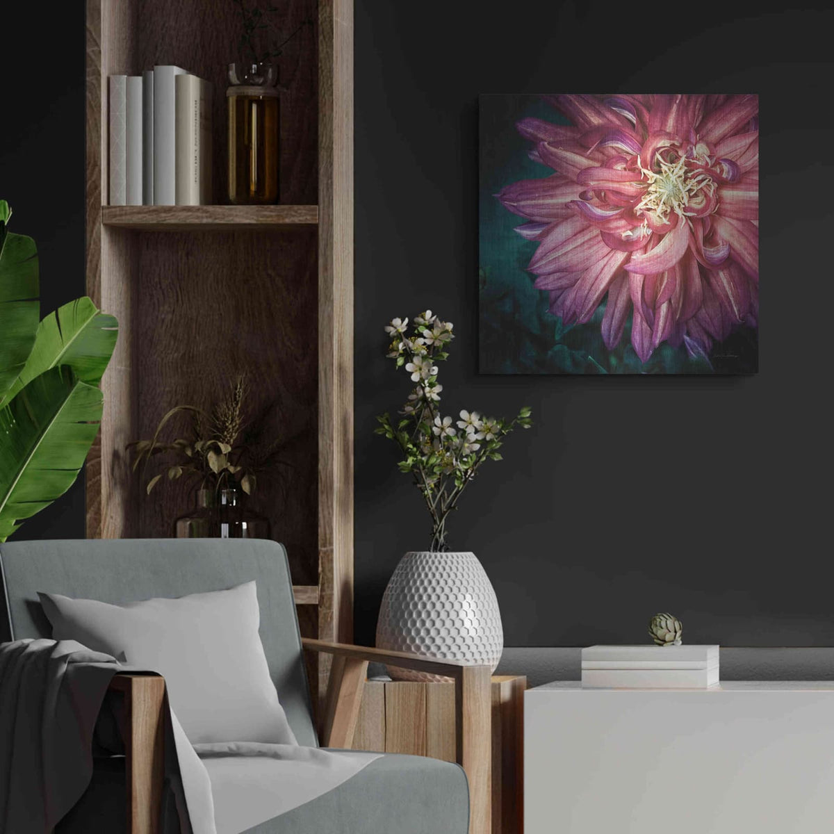 'Dahlia II' by Debra Van Swearingen – Metal Wall Art, 24x24 room view