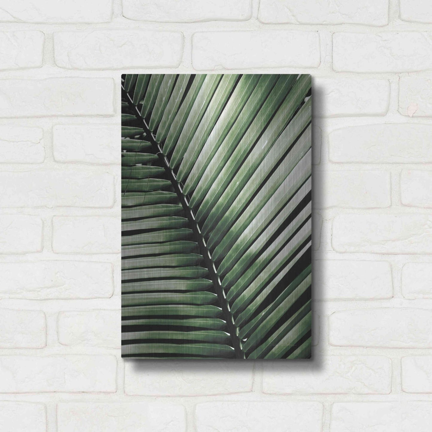 Luxe Metal Art 'Palm Frond I Green' by Debra Van Swearingen, Metal Wall Art,12x16