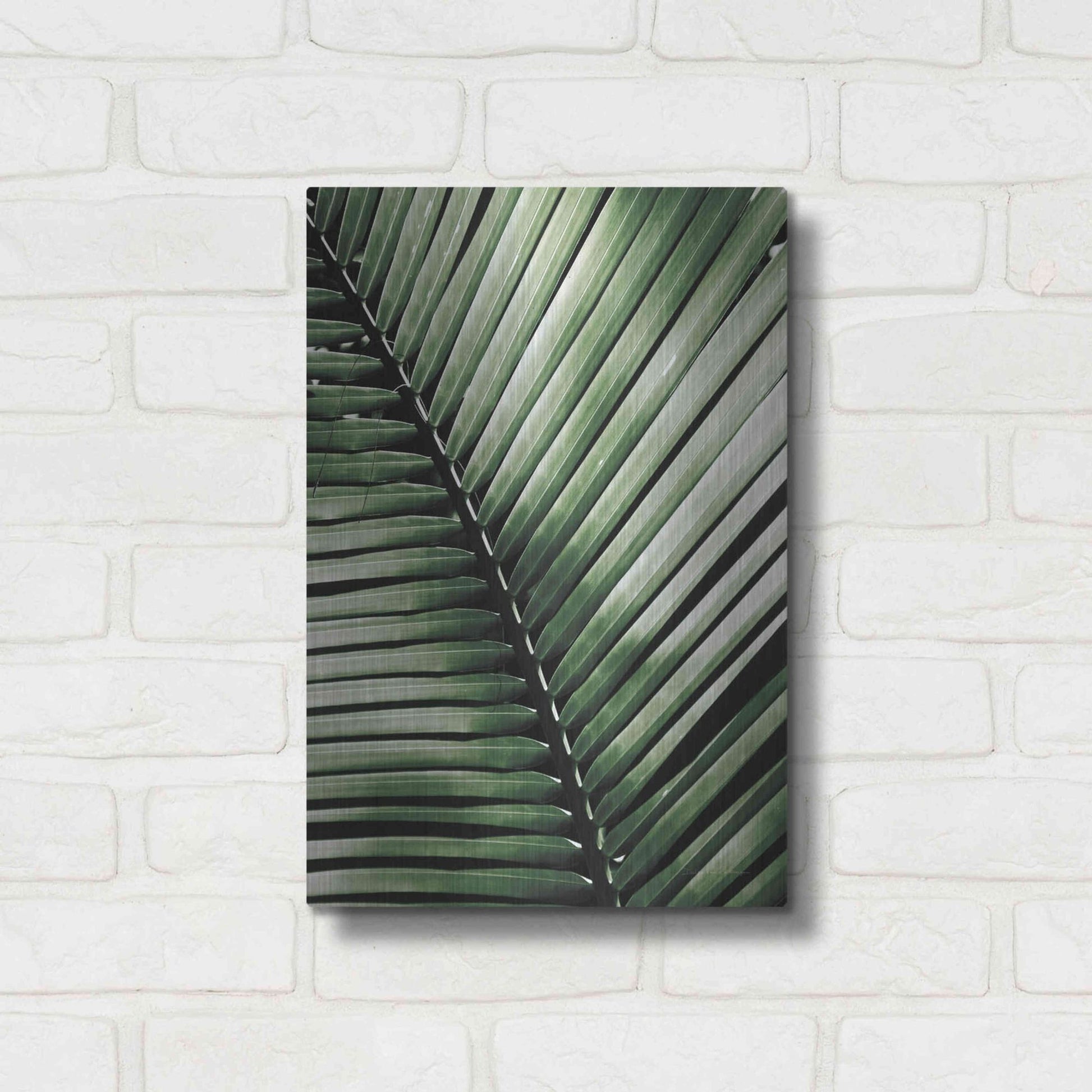 Luxe Metal Art 'Palm Frond I Green' by Debra Van Swearingen, Metal Wall Art,12x16