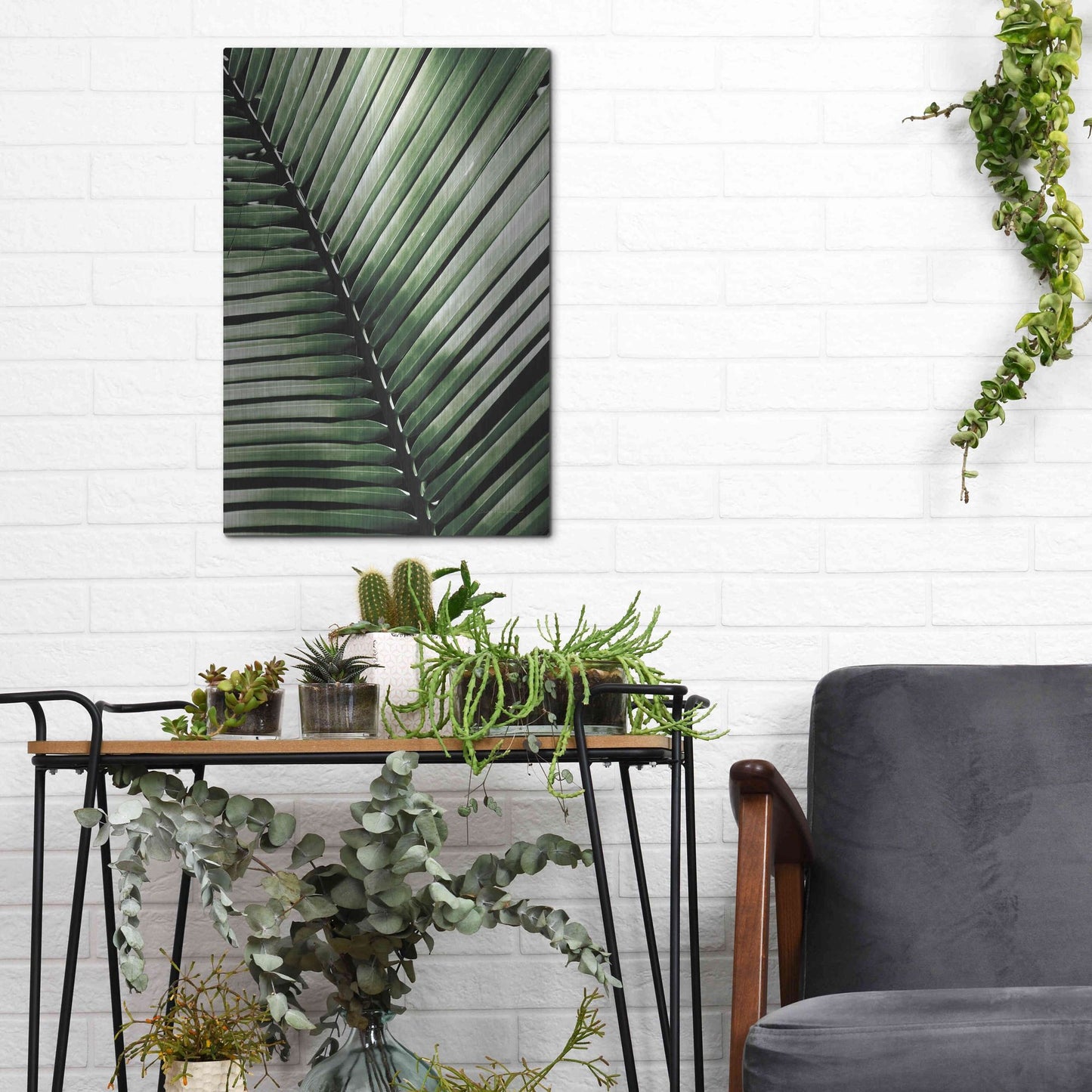 Luxe Metal Art 'Palm Frond I Green' by Debra Van Swearingen, Metal Wall Art,12x16