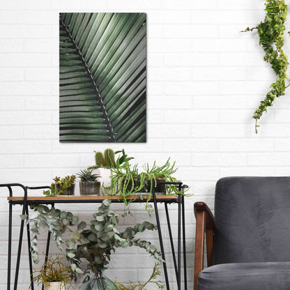 Luxe Metal Art 'Palm Frond I Green' by Debra Van Swearingen, Metal Wall Art,12x16