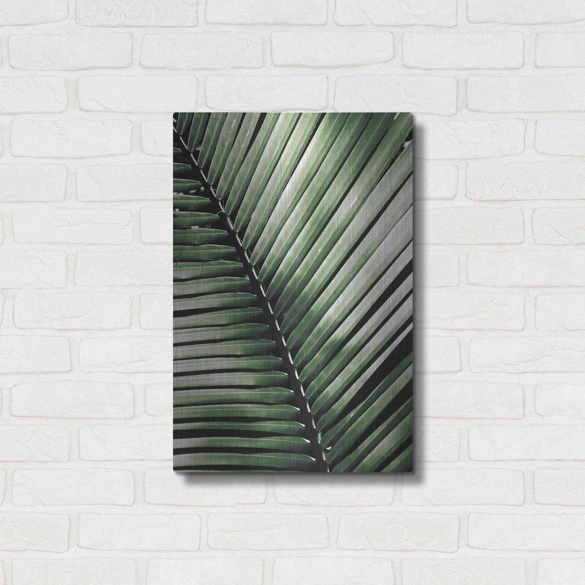Luxe Metal Art 'Palm Frond I Green' by Debra Van Swearingen, Metal Wall Art,16x24