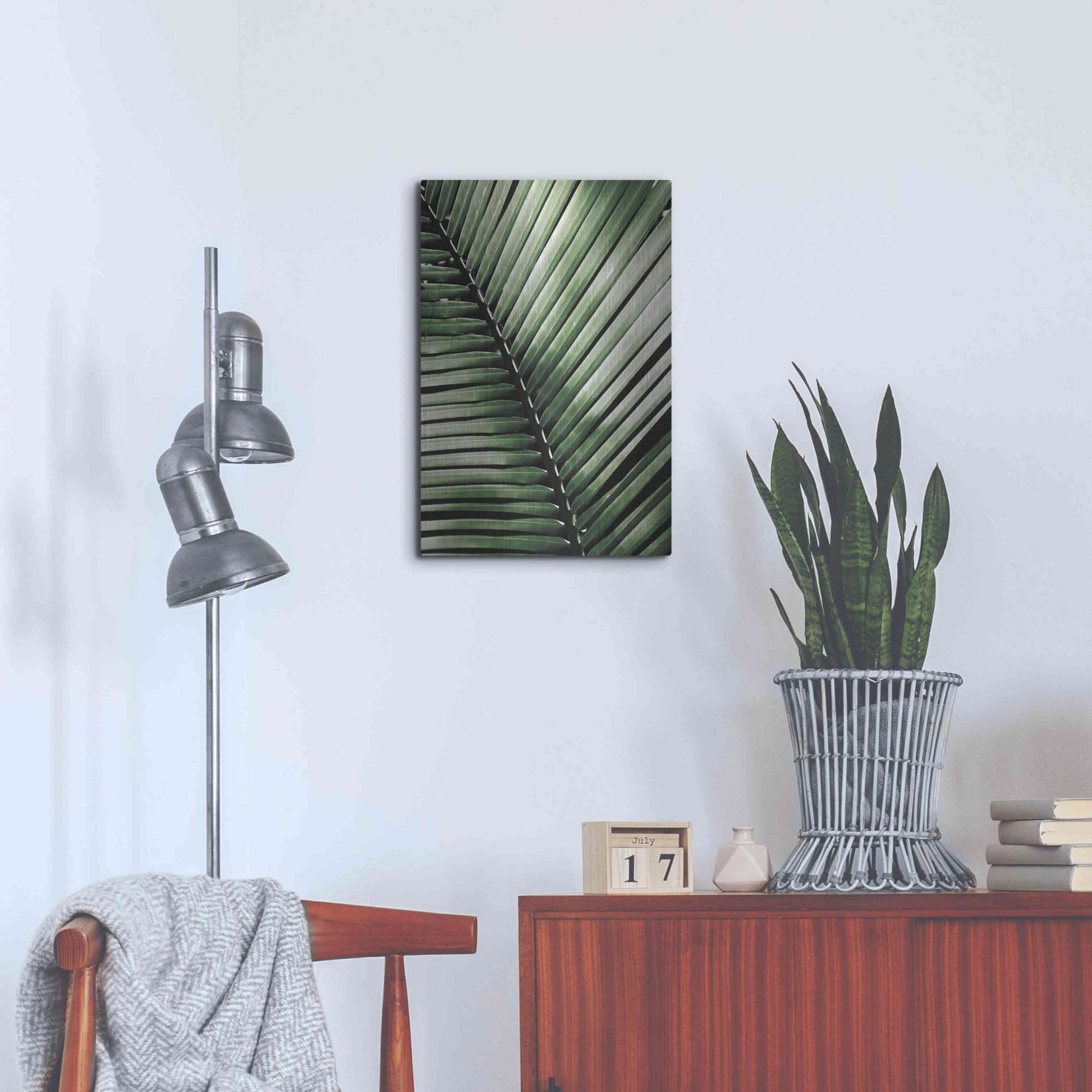 Luxe Metal Art 'Palm Frond I Green' by Debra Van Swearingen, Metal Wall Art,16x24