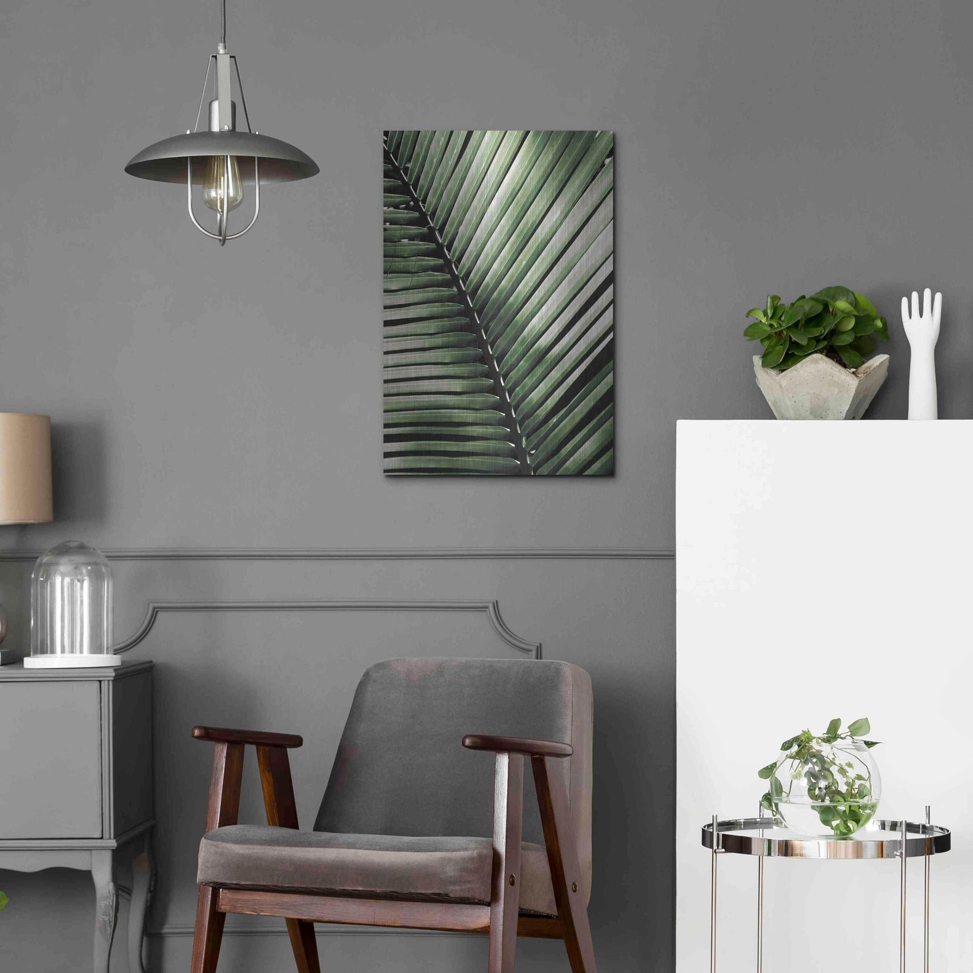 Luxe Metal Art 'Palm Frond I Green' by Debra Van Swearingen, Metal Wall Art,16x24