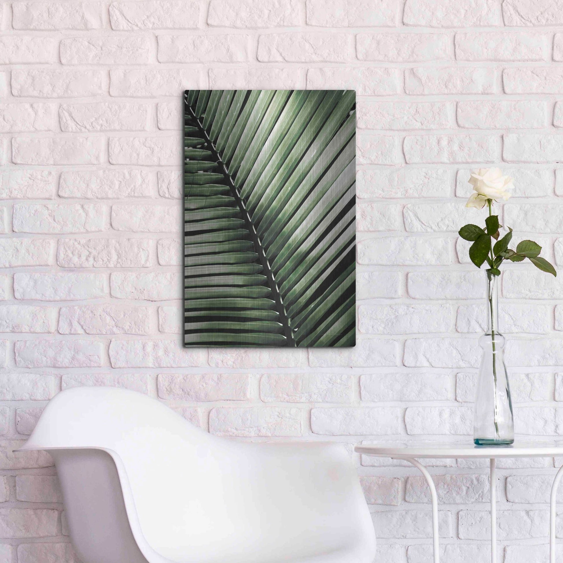 Luxe Metal Art 'Palm Frond I Green' by Debra Van Swearingen, Metal Wall Art,16x24