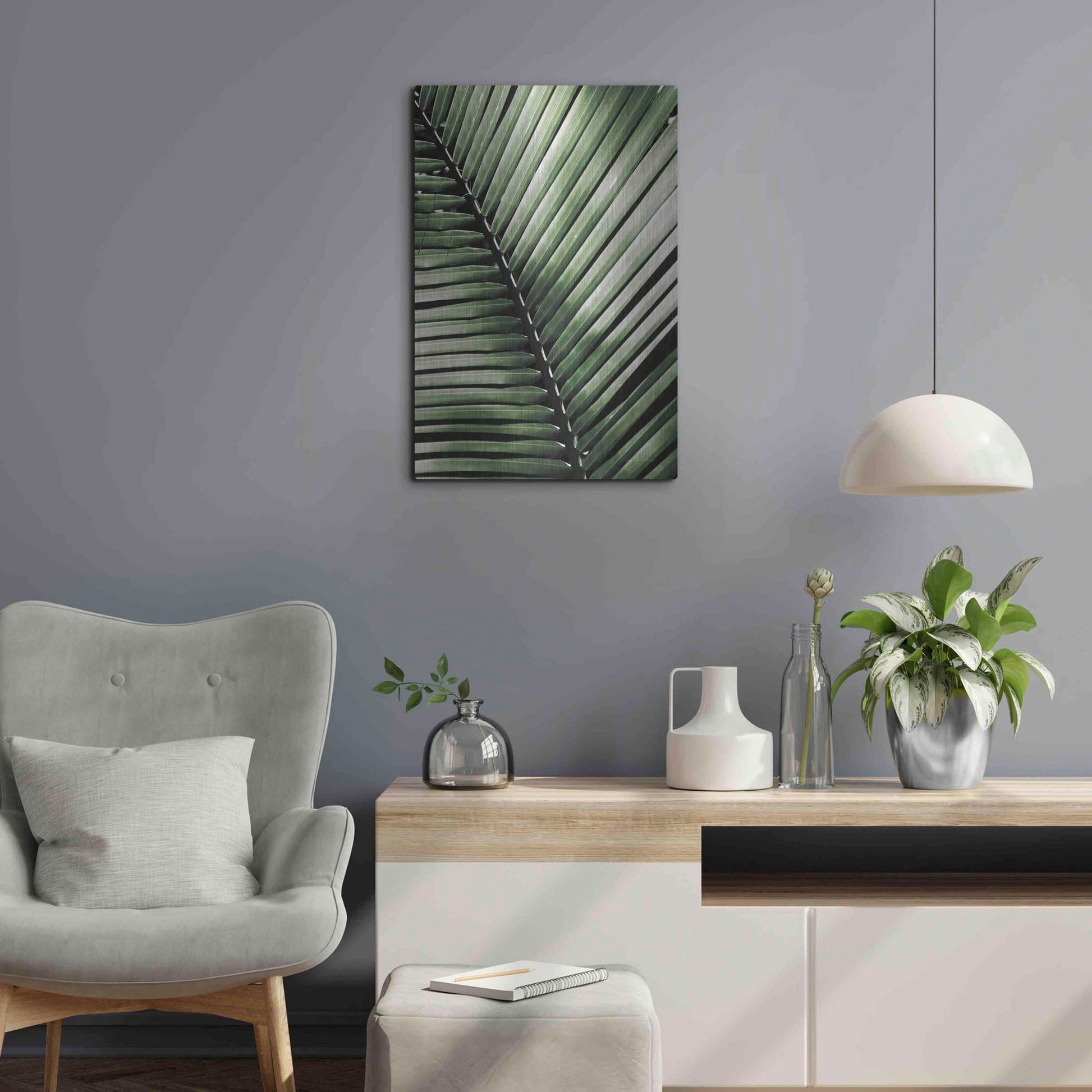 Luxe Metal Art 'Palm Frond I Green' by Debra Van Swearingen, Metal Wall Art,16x24
