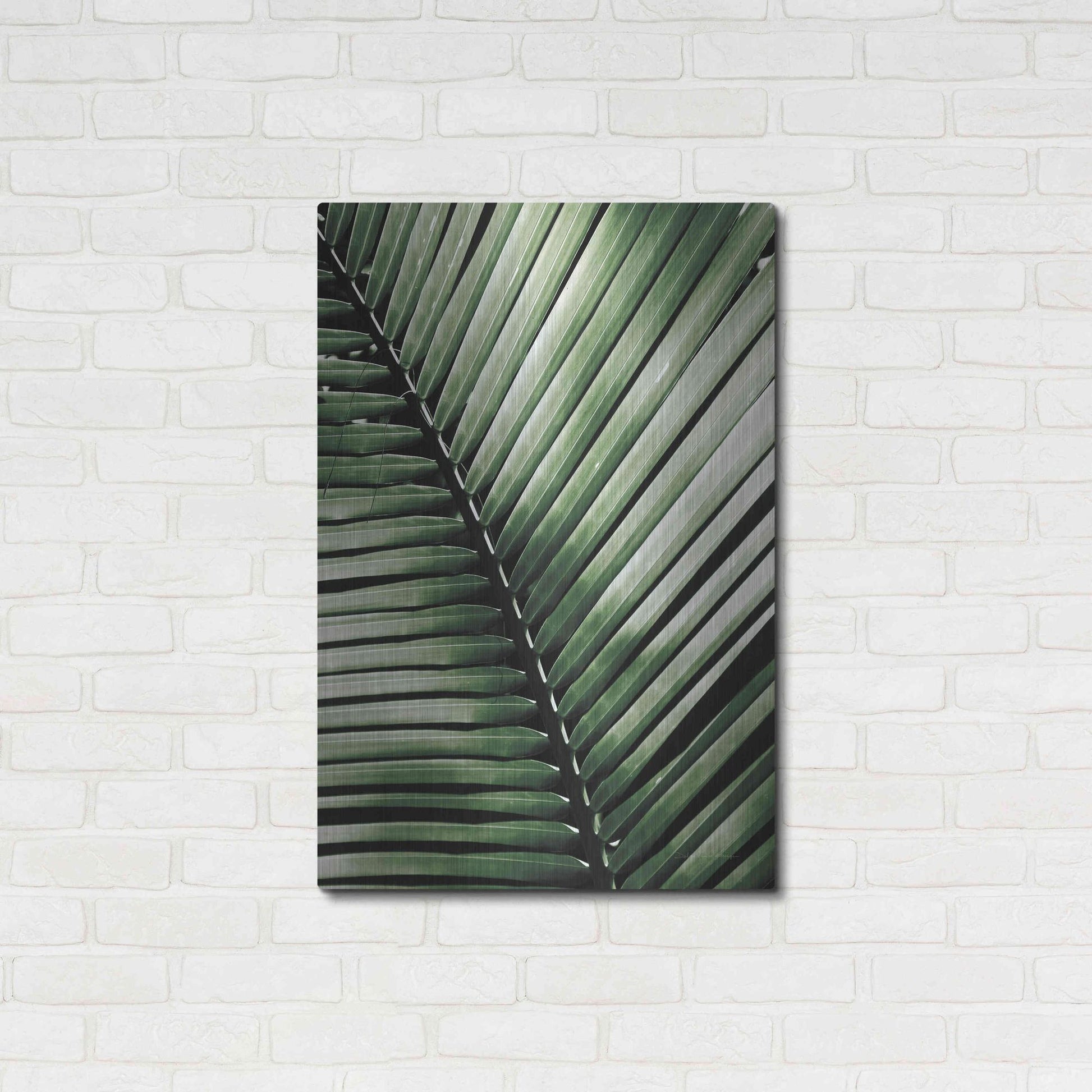 Luxe Metal Art 'Palm Frond I Green' by Debra Van Swearingen, Metal Wall Art,24x36