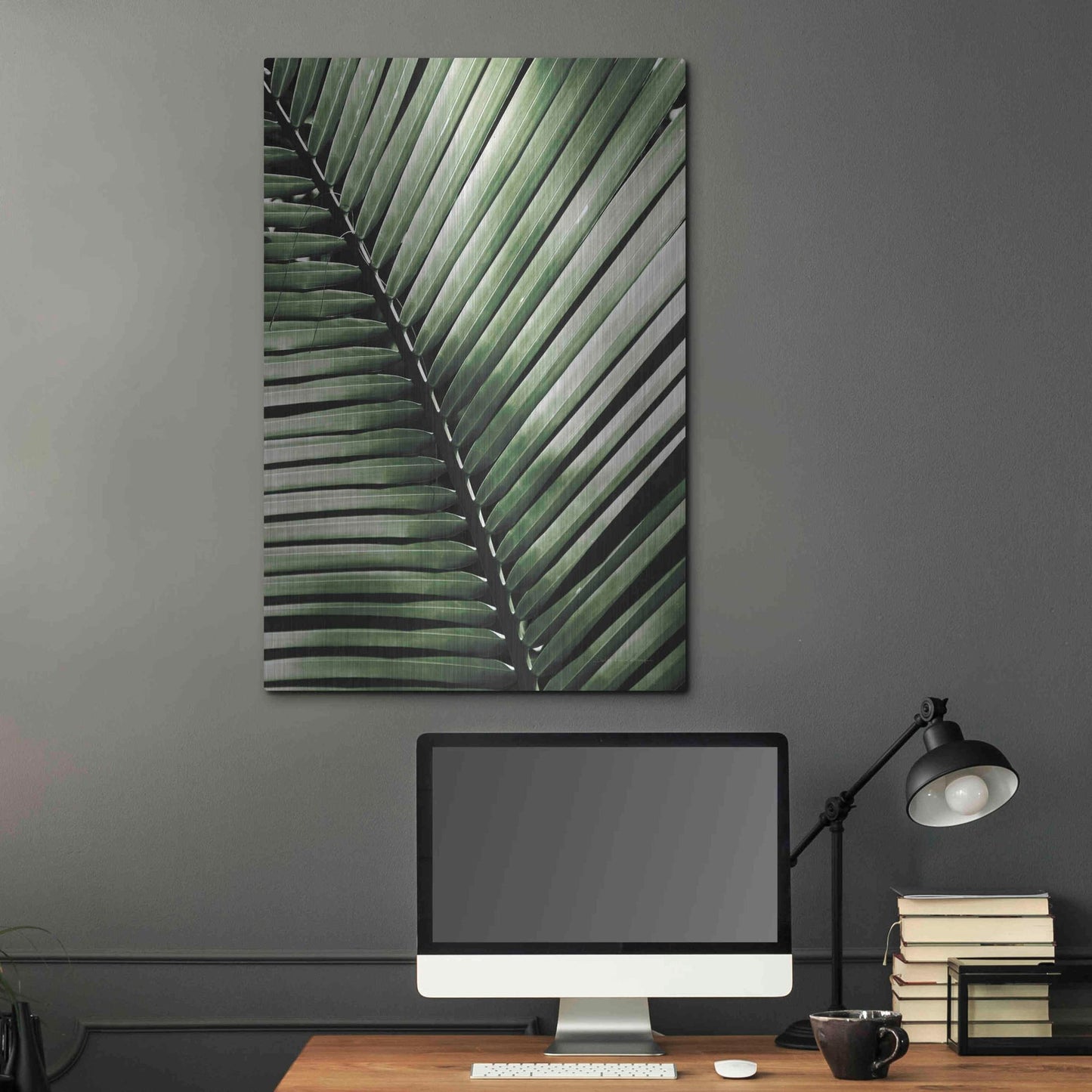 Luxe Metal Art 'Palm Frond I Green' by Debra Van Swearingen, Metal Wall Art,24x36