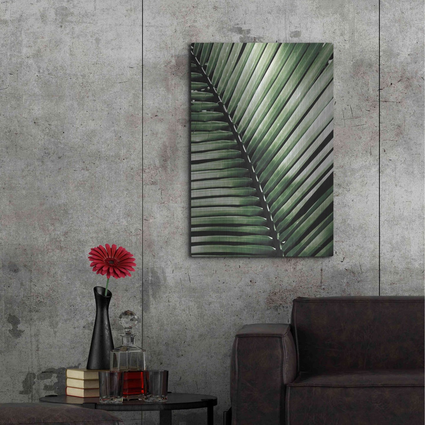 Luxe Metal Art 'Palm Frond I Green' by Debra Van Swearingen, Metal Wall Art,24x36