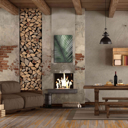 Luxe Metal Art 'Palm Frond I Green' by Debra Van Swearingen, Metal Wall Art,24x36