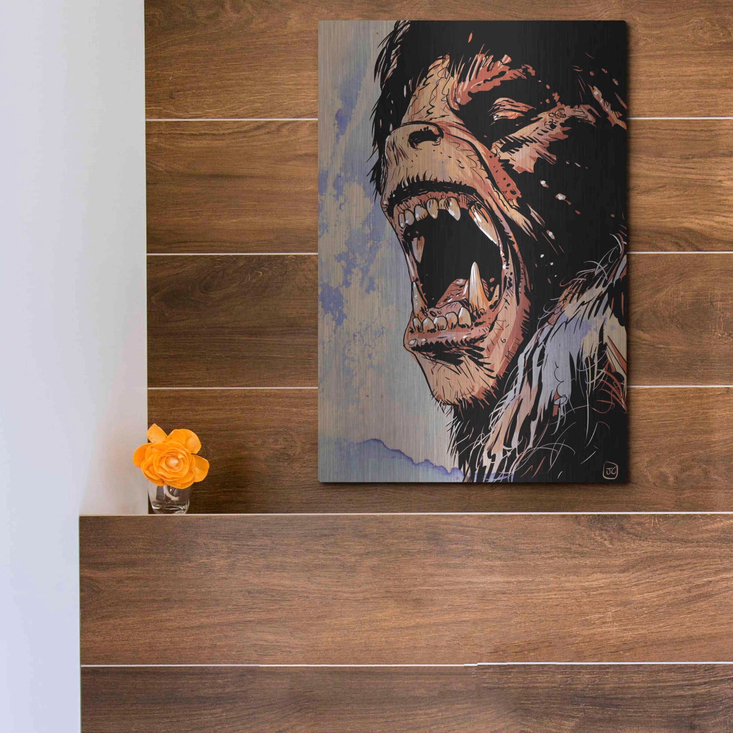 Luxe Metal Art 'An American Werewolf' by Giuseppe Cristiano, Metal Wall Art,12x16