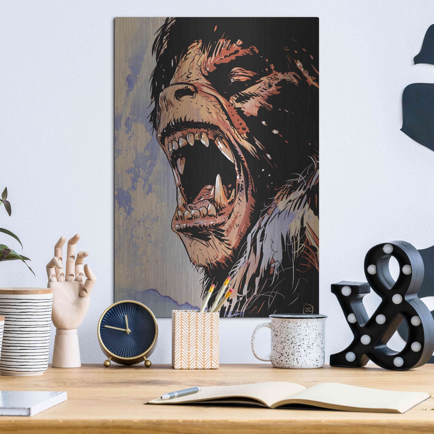 Luxe Metal Art 'An American Werewolf' by Giuseppe Cristiano, Metal Wall Art,12x16