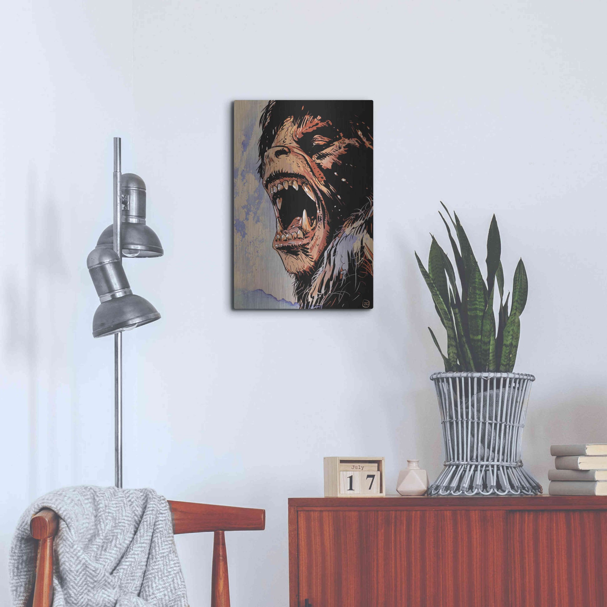 Luxe Metal Art 'An American Werewolf' by Giuseppe Cristiano, Metal Wall Art,16x24