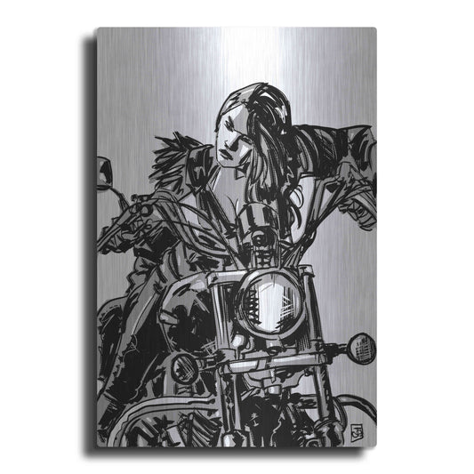 Luxe Metal Art 'Biker Girl' by Giuseppe Cristiano, Metal Wall Art