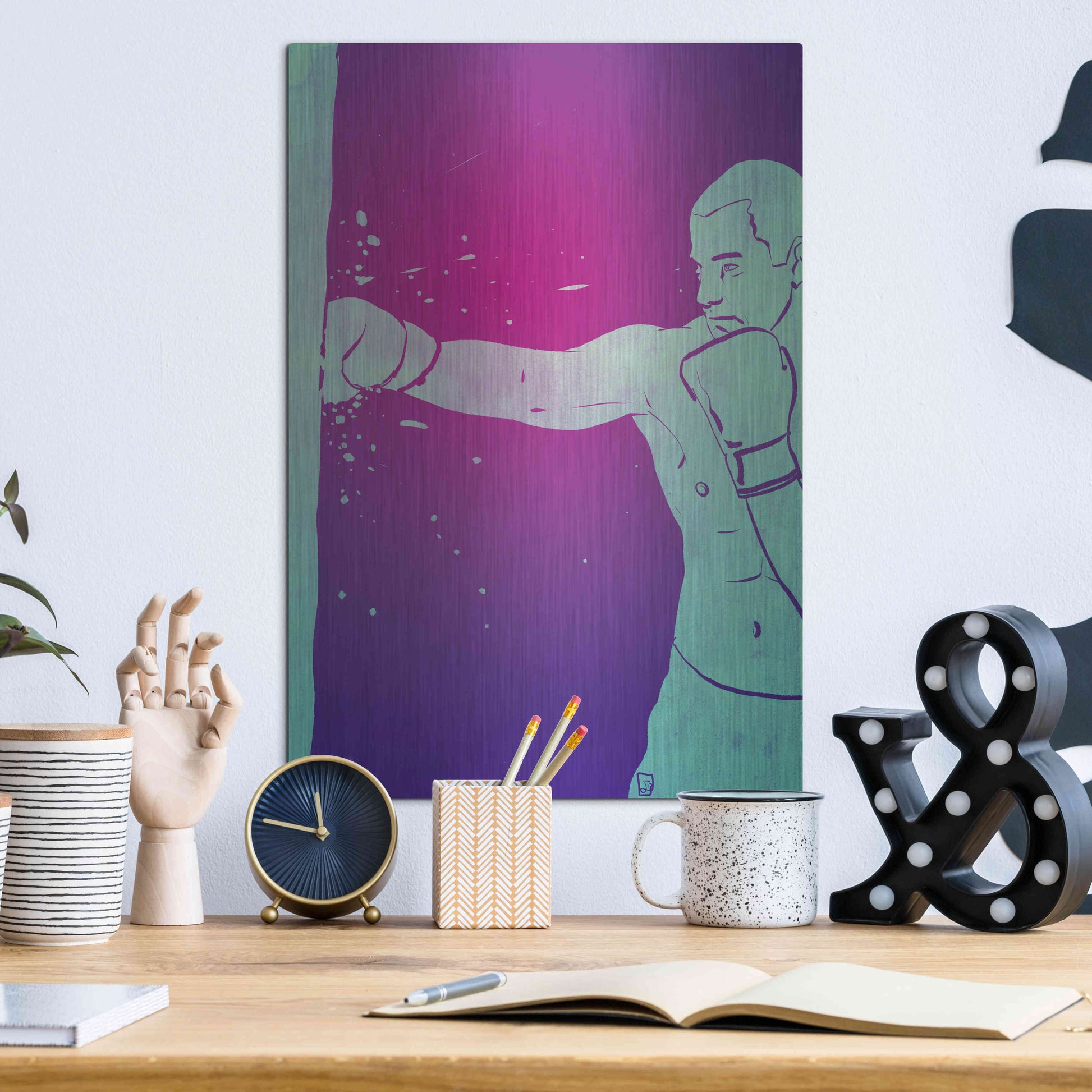 Luxe Metal Art 'Boxing Club 6' by Giuseppe Cristiano, Metal Wall Art,12x16