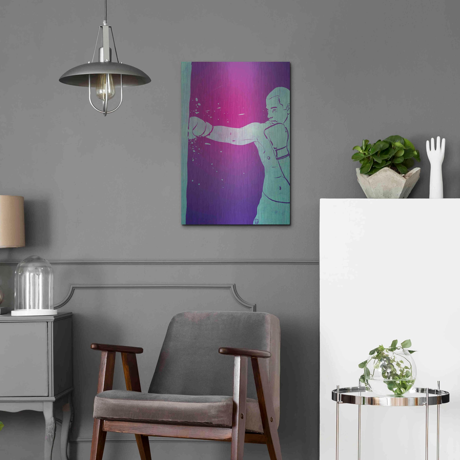 Luxe Metal Art 'Boxing Club 6' by Giuseppe Cristiano, Metal Wall Art,16x24