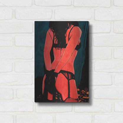 Luxe Metal Art 'Brunette in Lingerie' by Giuseppe Cristiano, Metal Wall Art,12x16