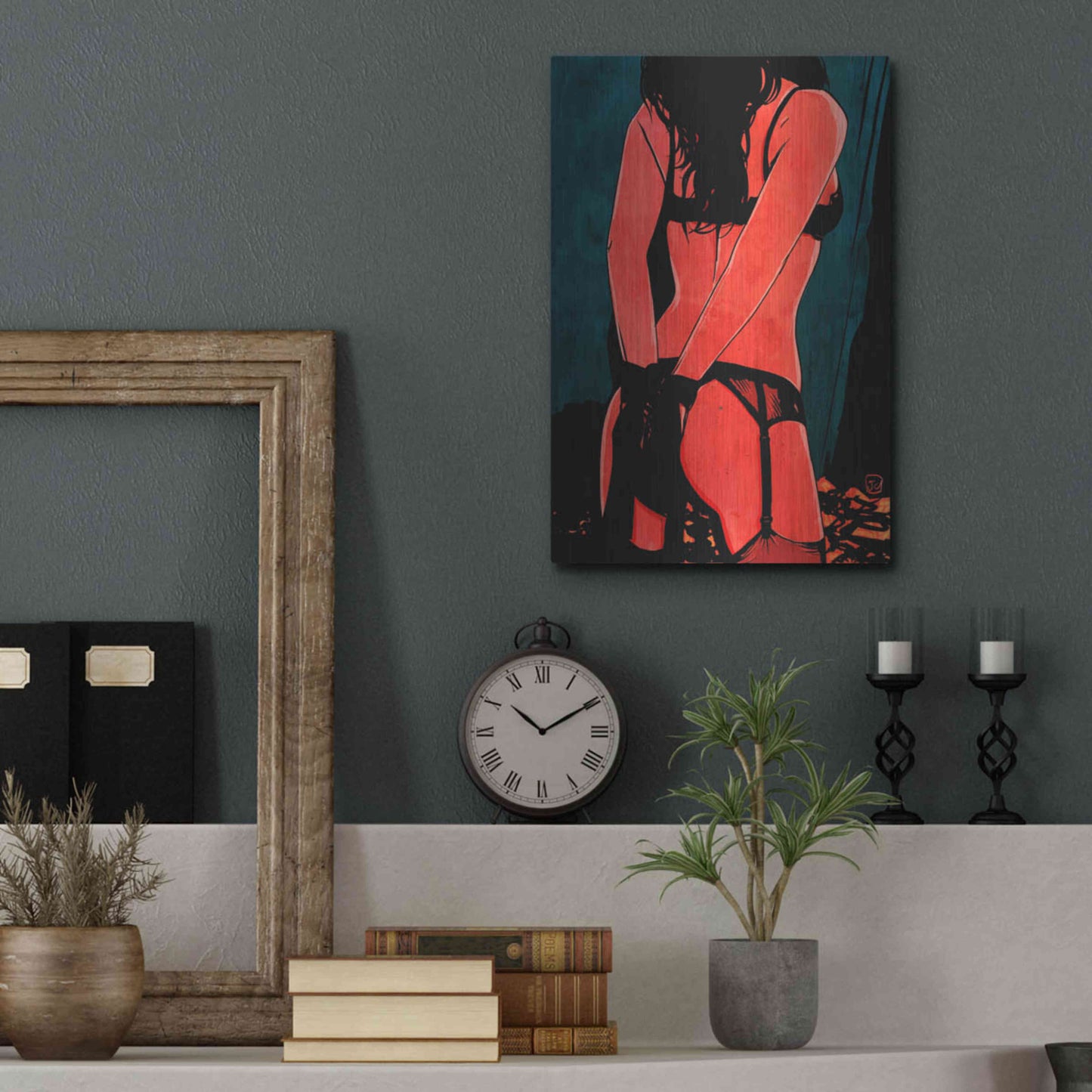 Luxe Metal Art 'Brunette in Lingerie' by Giuseppe Cristiano, Metal Wall Art,12x16