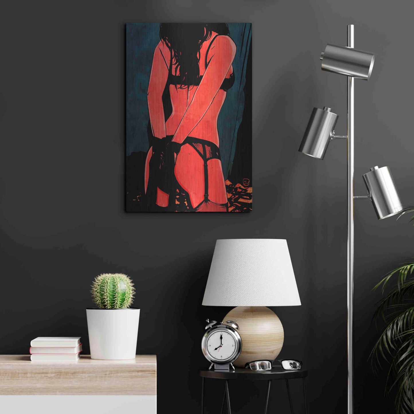 Luxe Metal Art 'Brunette in Lingerie' by Giuseppe Cristiano, Metal Wall Art,16x24