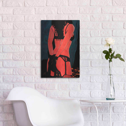 Luxe Metal Art 'Brunette in Lingerie' by Giuseppe Cristiano, Metal Wall Art,16x24