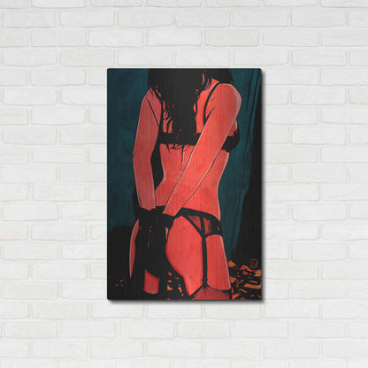 Luxe Metal Art 'Brunette in Lingerie' by Giuseppe Cristiano, Metal Wall Art,24x36