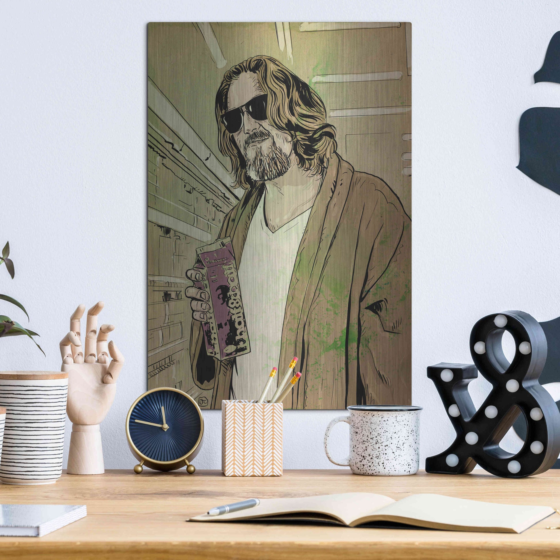 Luxe Metal Art 'Dude Lebowski' by Giuseppe Cristiano, Metal Wall Art,12x16