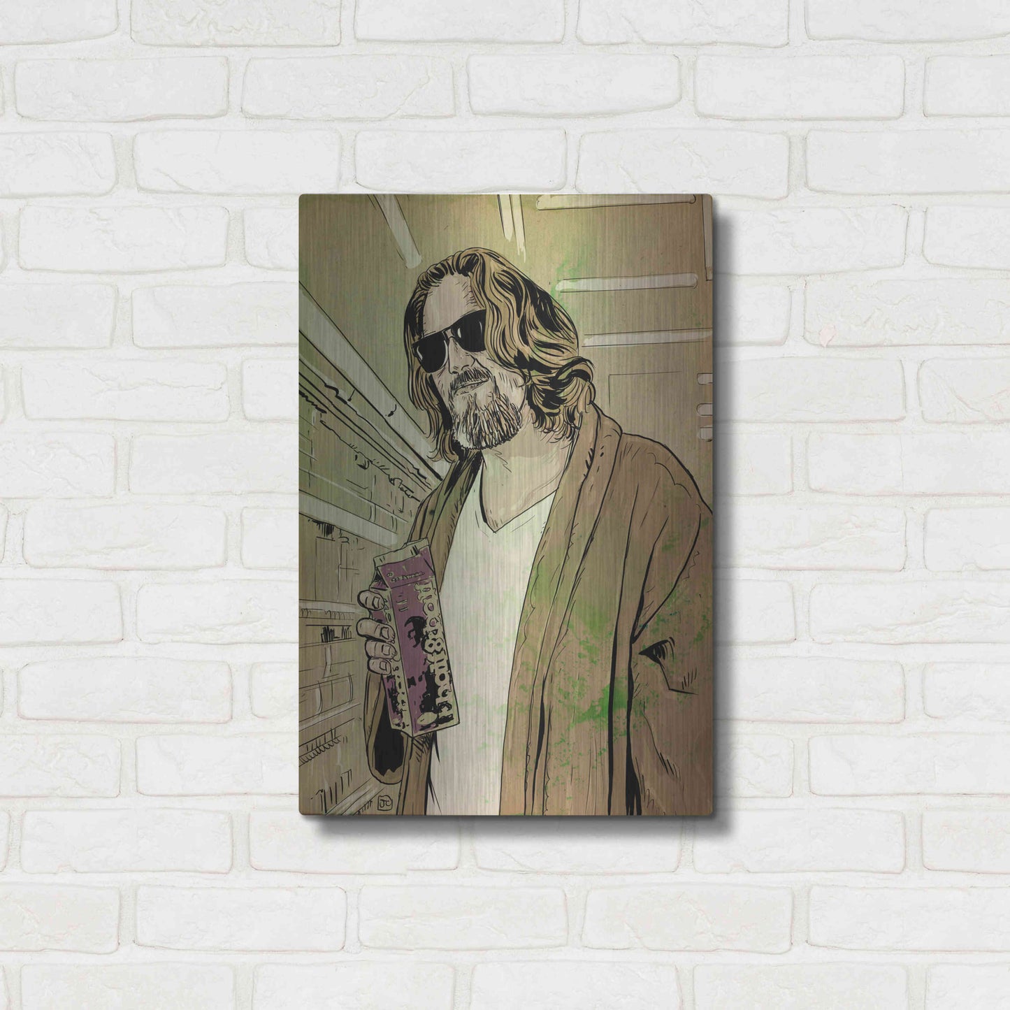 Luxe Metal Art 'Dude Lebowski' by Giuseppe Cristiano, Metal Wall Art,16x24