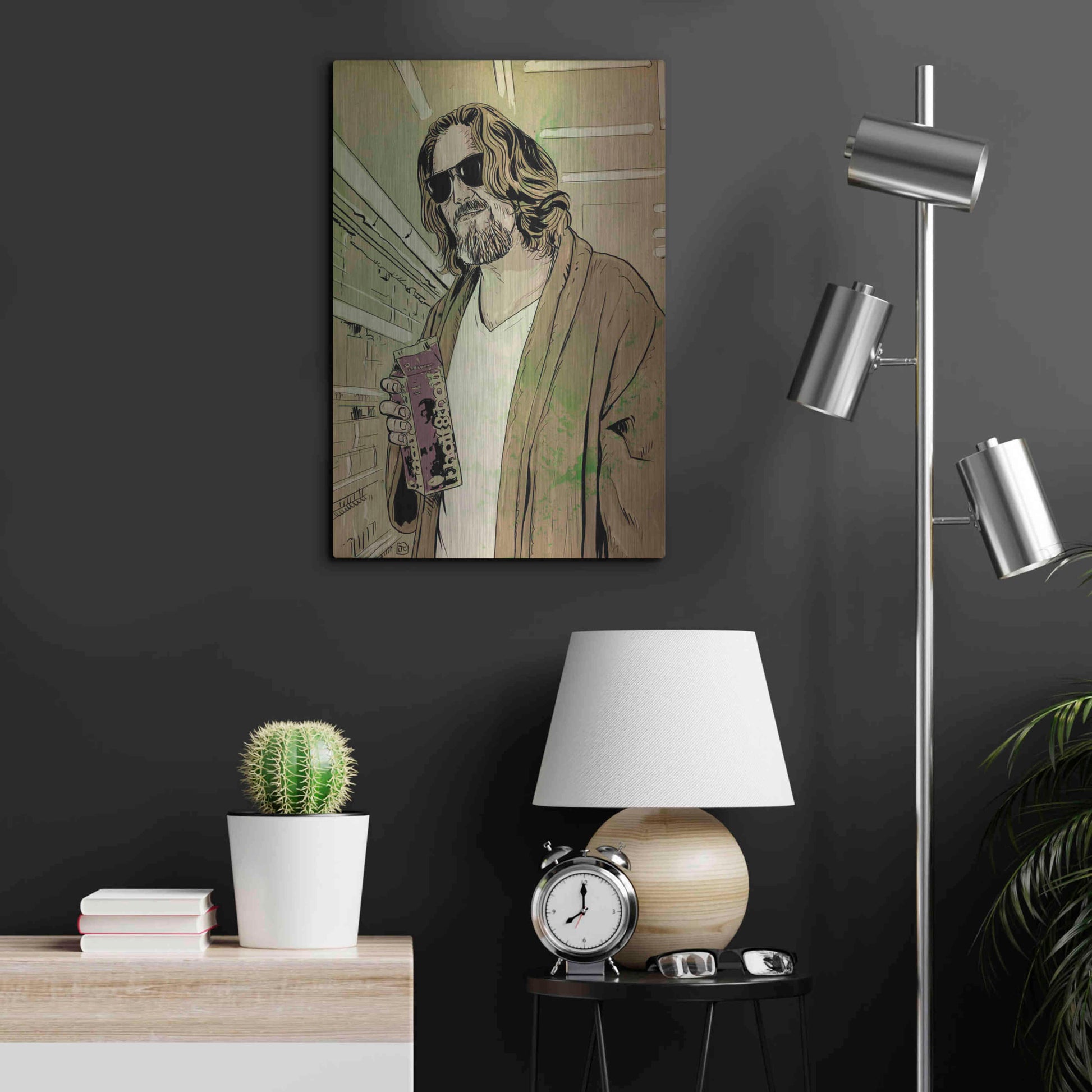 Luxe Metal Art 'Dude Lebowski' by Giuseppe Cristiano, Metal Wall Art,16x24