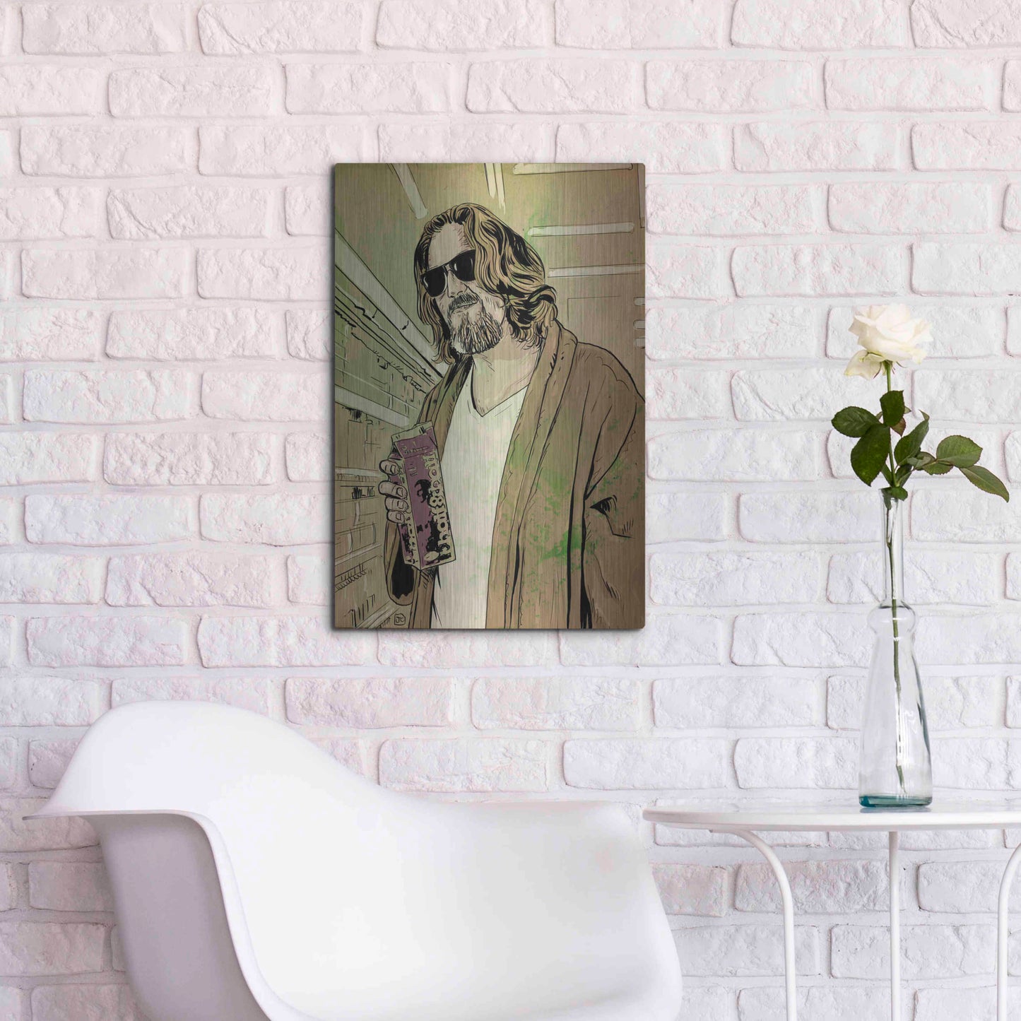 Luxe Metal Art 'Dude Lebowski' by Giuseppe Cristiano, Metal Wall Art,16x24