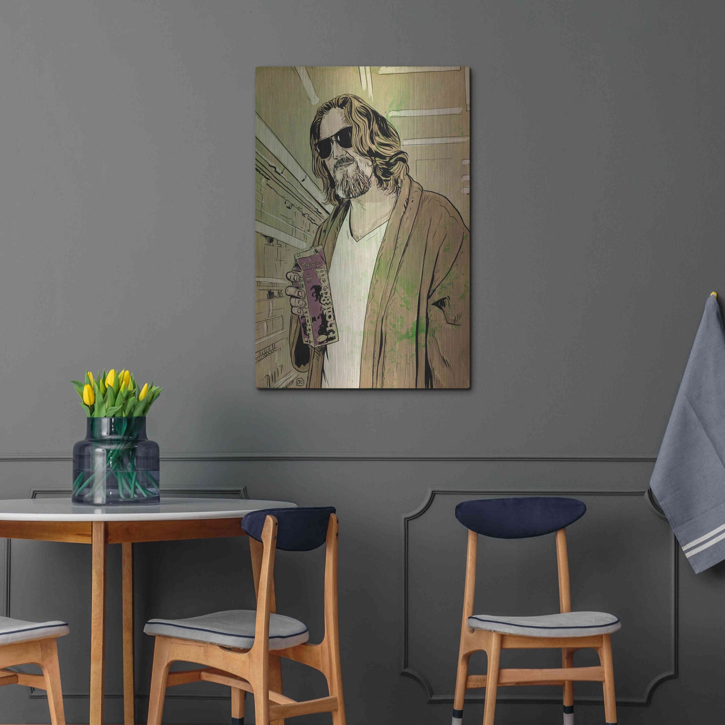 Luxe Metal Art 'Dude Lebowski' by Giuseppe Cristiano, Metal Wall Art,24x36